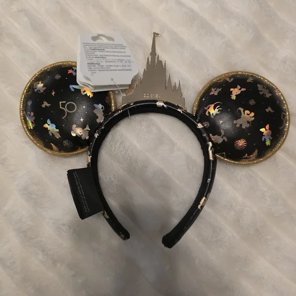 Disney Offical 50 Year Anniversary Black and Gold Magical Ears NWT - Picture 3 of 4